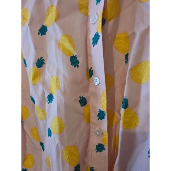 Lands End Button Front Pineapple Print Sleeveless Top 20 Womens Plus Size Pink - Picture 5 of 7